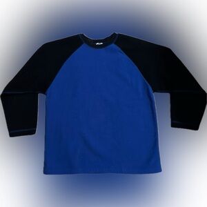 VTG OLD NAVY PULLOVER CREW NECK FLEECE OVERSIZED SWEATSHIRT BLUE BLACK 12 YOUTH